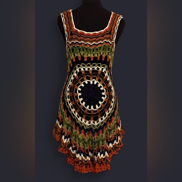 Helen Harper 60/70’s Handmade Crochet Dress Vest Coverup - Picture 3 of 6